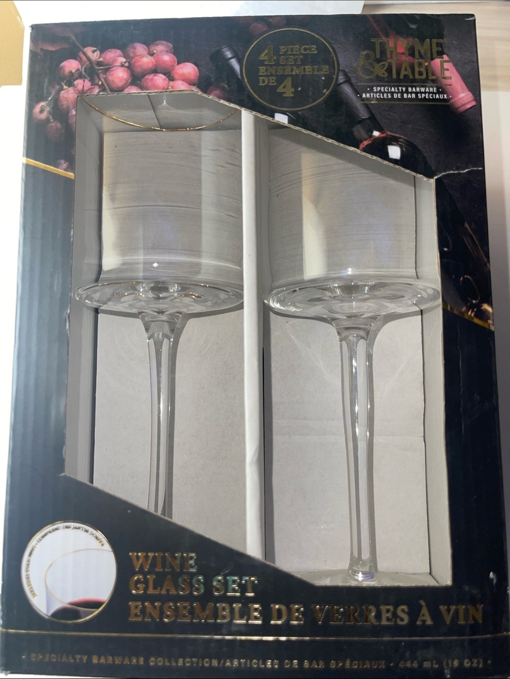 Theme & Table Wine Glass Set - Clear Glass (Set of 4)